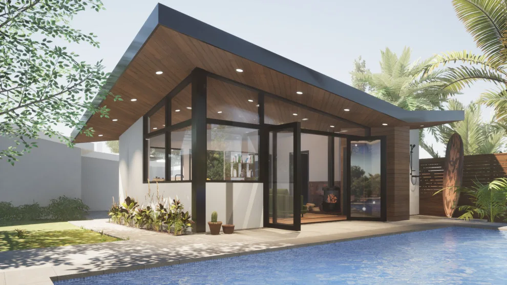 Airy Pool Cabana Serves as a Guest House by Tracy A. Stone Architect - Photo 3