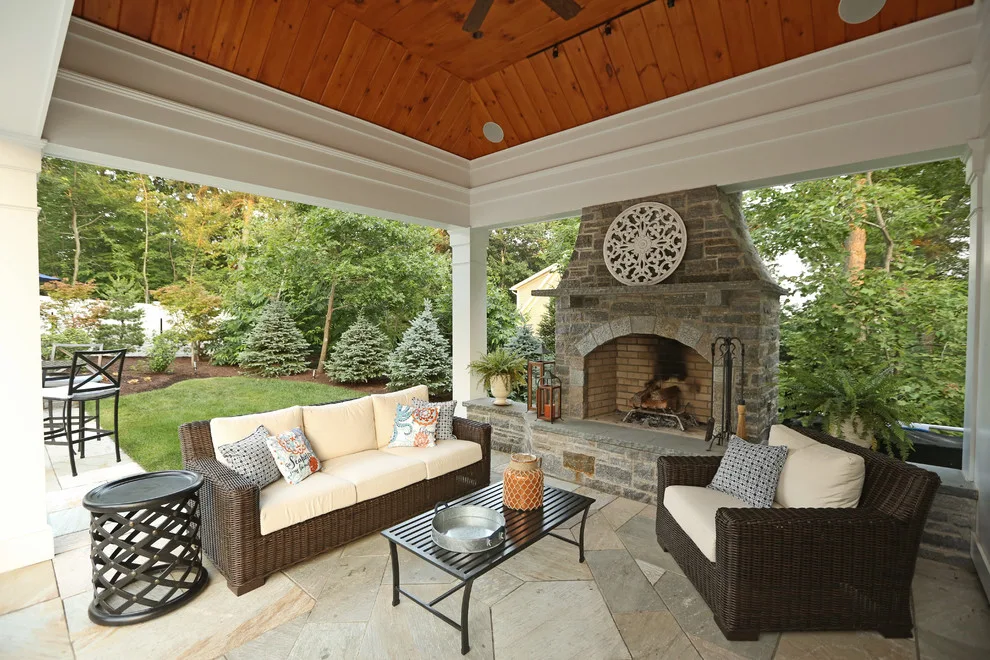 Outdoor Pavilion Pool House with Fireplace by Kemper Associates Architects, LLC - Photo 11