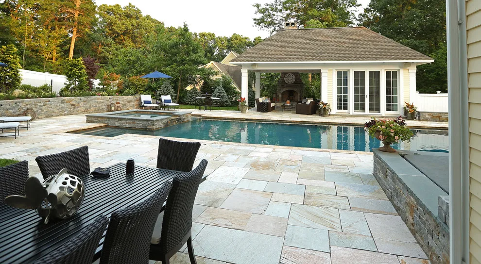 Outdoor Pavilion Pool House with Fireplace by Kemper Associates Architects, LLC - Photo 9