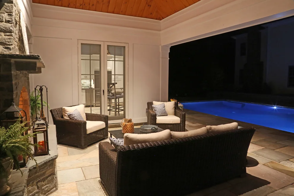 Outdoor Pavilion Pool House with Fireplace by Kemper Associates Architects, LLC - Photo 5