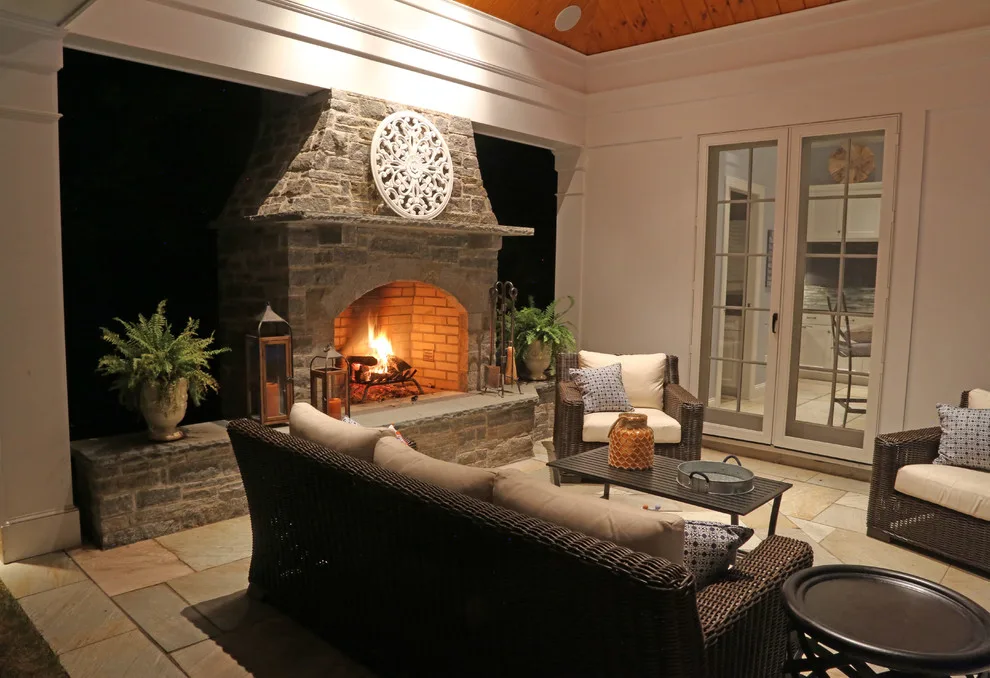 Outdoor Pavilion Pool House with Fireplace by Kemper Associates Architects, LLC - Photo 6
