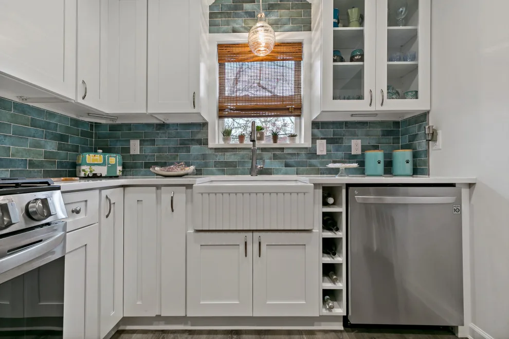 Ossining teal kitchen renovation 2021 by DreamStyle Kitchens & Baths, LLC - Photo 6