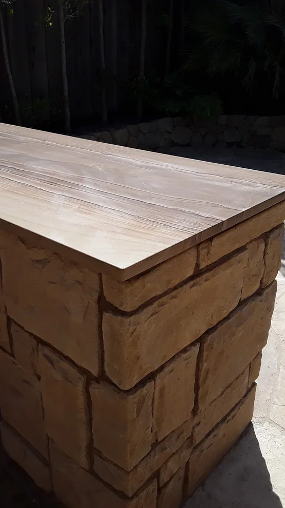 Patio with Flagstone and Outdoor BBQ by Sergio Garcia Marble And Tile, Inc. - Photo 3