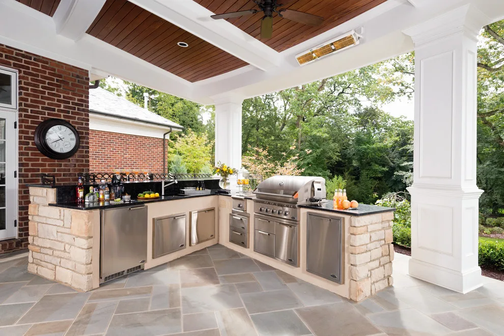 Stone and Stucco Patio Kitchen by Evalia Design, LLC. - Photo 5