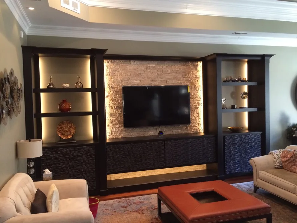 Random Wave Walnut and Brown Ledge Rock Wall Unit by J2 Design Studio - Photo 3