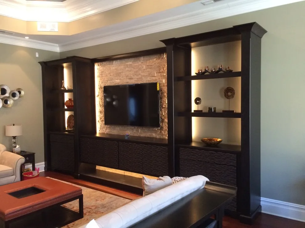 Random Wave Walnut and Brown Ledge Rock Wall Unit by J2 Design Studio - Photo 2