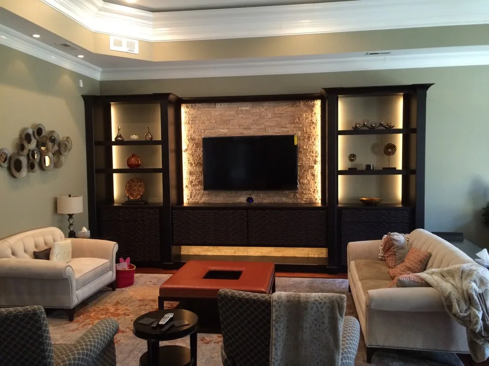 Random Wave Walnut and Brown Ledge Rock Wall Unit by J2 Design Studio - Photo 4
