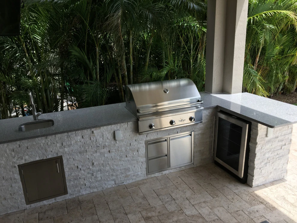 Outdoor Kitchen with Ledge Stone by Broward Landscape, Inc. - Photo 5