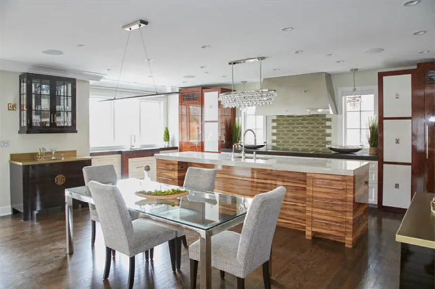 Contemporary Exotic Wood Kitchen in River Forest by Denise Hauser Design Co. - Photo 6