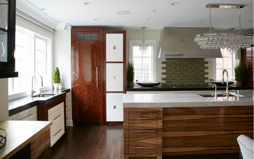 Contemporary Exotic Wood Kitchen in River Forest by Denise Hauser Design Co. - Photo 5