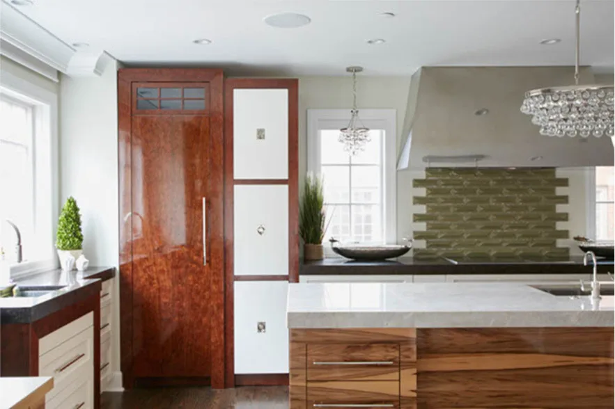 Contemporary Exotic Wood Kitchen in River Forest by Denise Hauser Design Co. - Photo 10