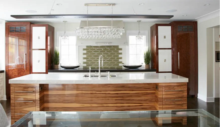 Contemporary Exotic Wood Kitchen in River Forest by Denise Hauser Design Co. - Photo 3