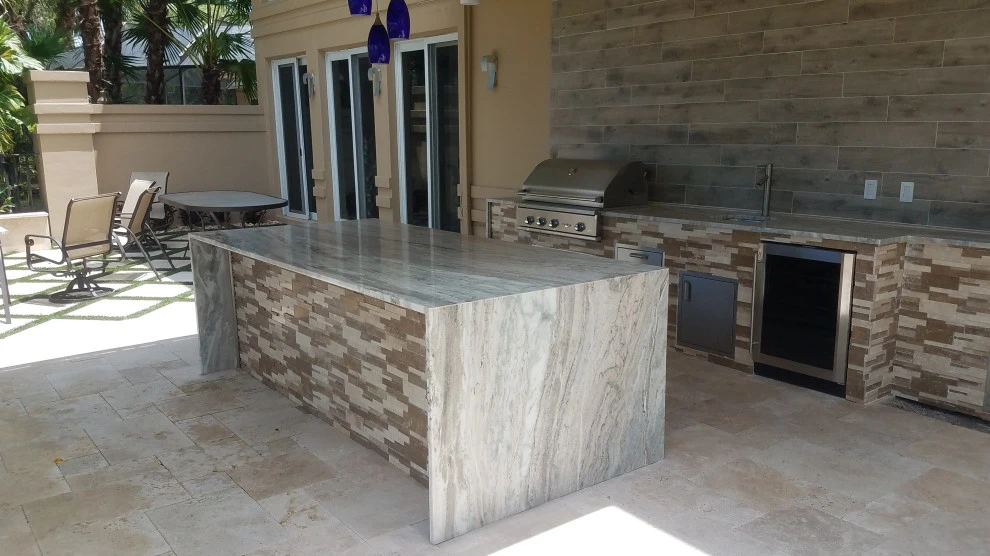 Outdoor Kitchen with Ledge Stone by Broward Landscape, Inc. - Photo 6