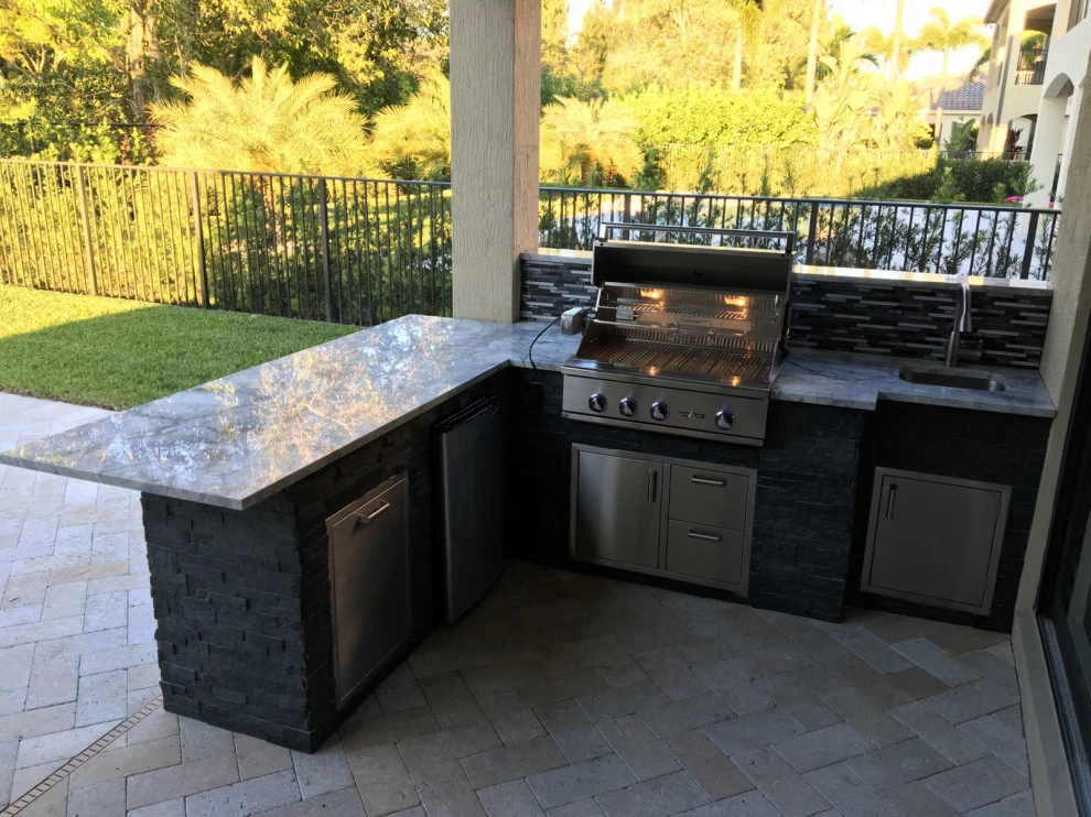 Outdoor Kitchen with Ledge Stone by Broward Landscape, Inc. - Photo 4