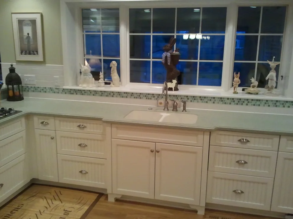 Aqua Corian with White Cabinets by Dimensions In Wood Inc - Photo 2