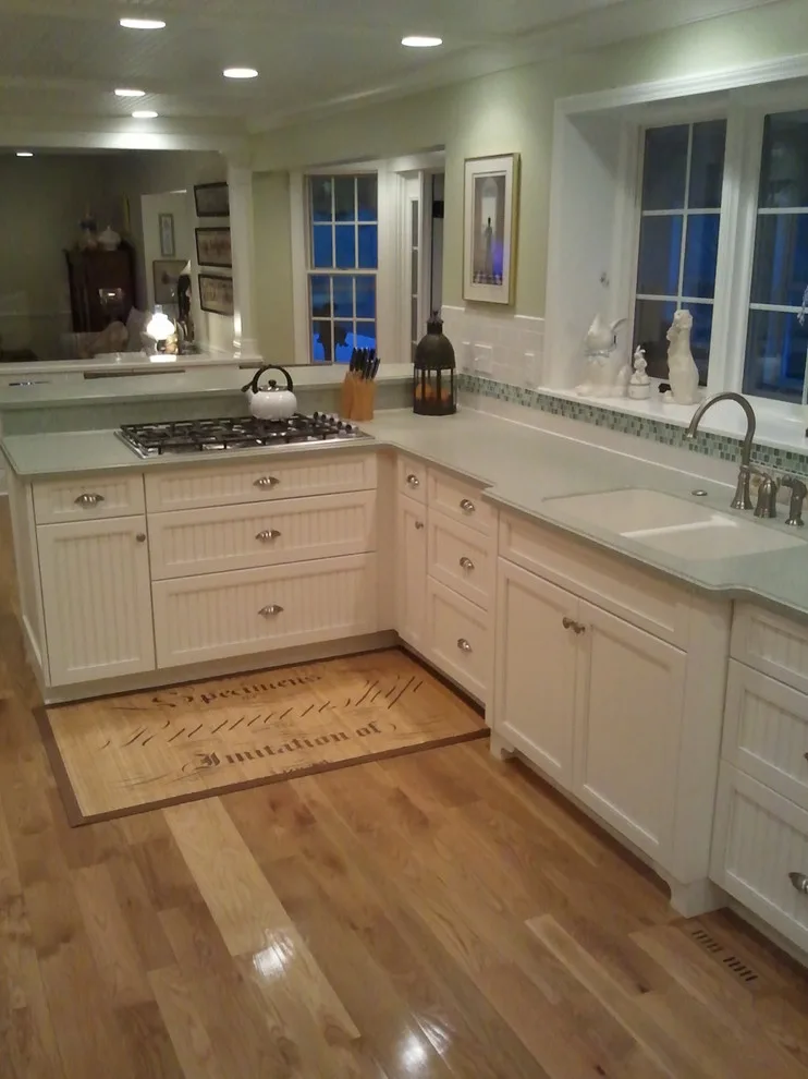 Aqua Corian with White Cabinets by Dimensions In Wood Inc - Photo 3