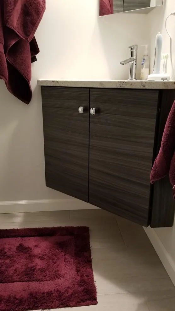 Compact contemporary restroom by Jamie Tamanaha With Florcraft Carpet One - Photo 3