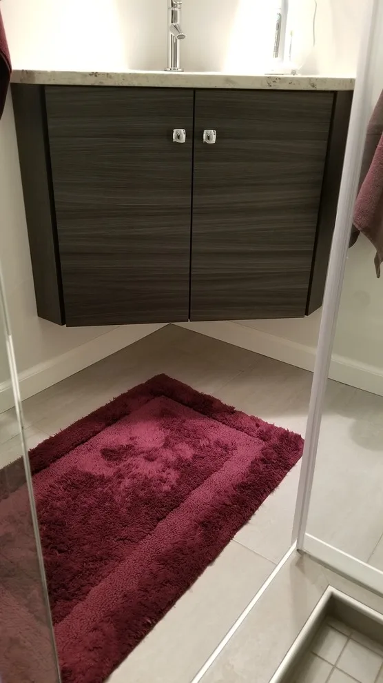 Compact contemporary restroom by Jamie Tamanaha With Florcraft Carpet One - Photo 5