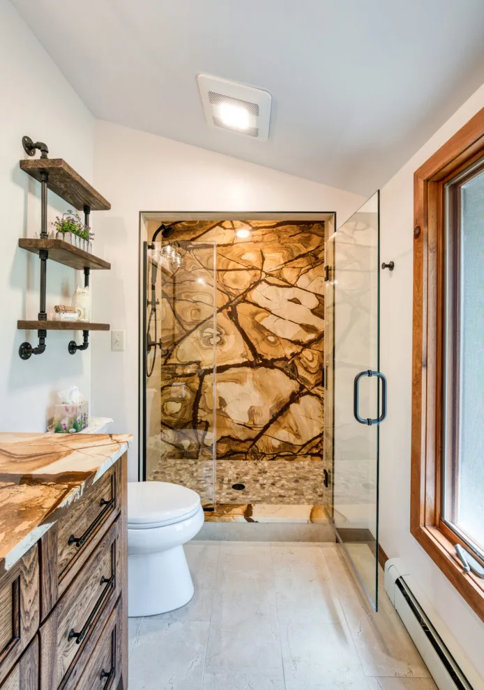 Elegant Stone Walk-In Shower by Excel Remodeling - Photo 4
