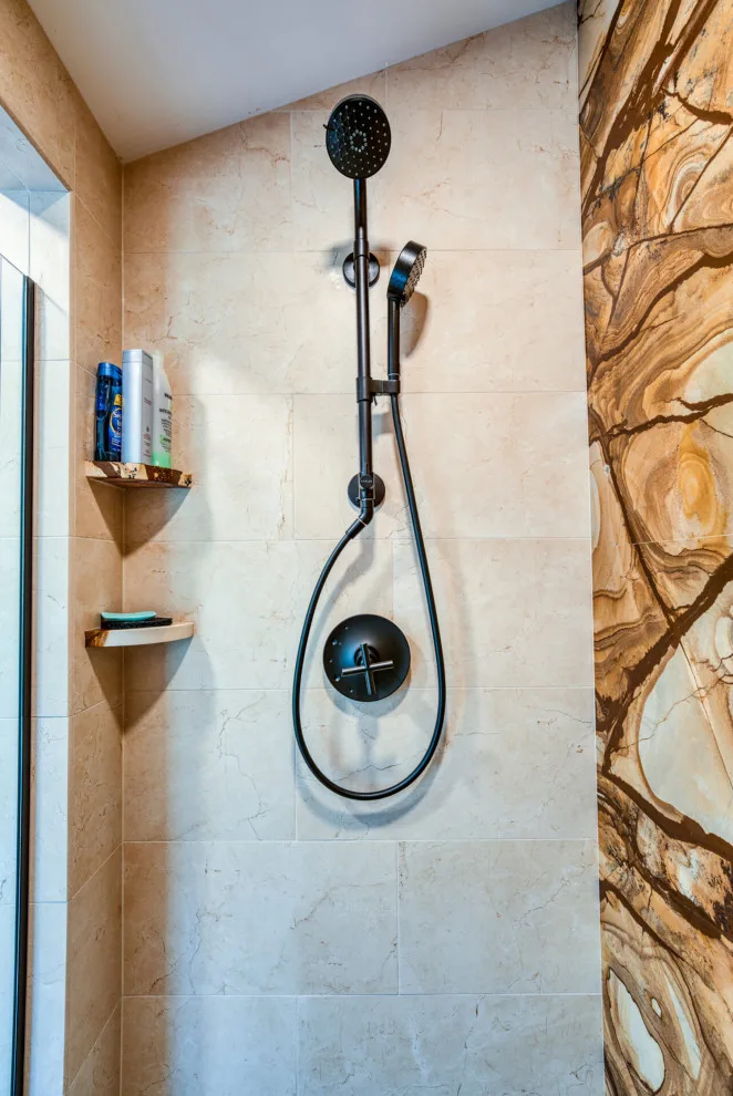 Elegant Stone Walk-In Shower by Excel Remodeling - Photo 3