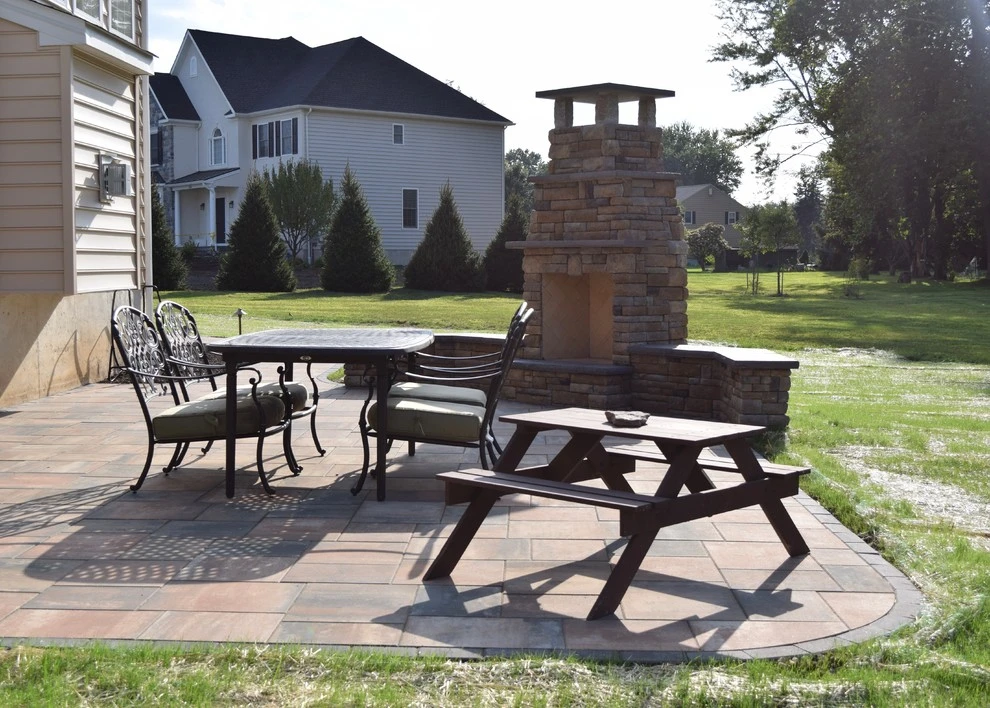 Hinchcliffe: Patio, steps/ landing, outdoor fireplace by EG Rall Jr Landscape Design & Horticultural Srvs - Photo 6