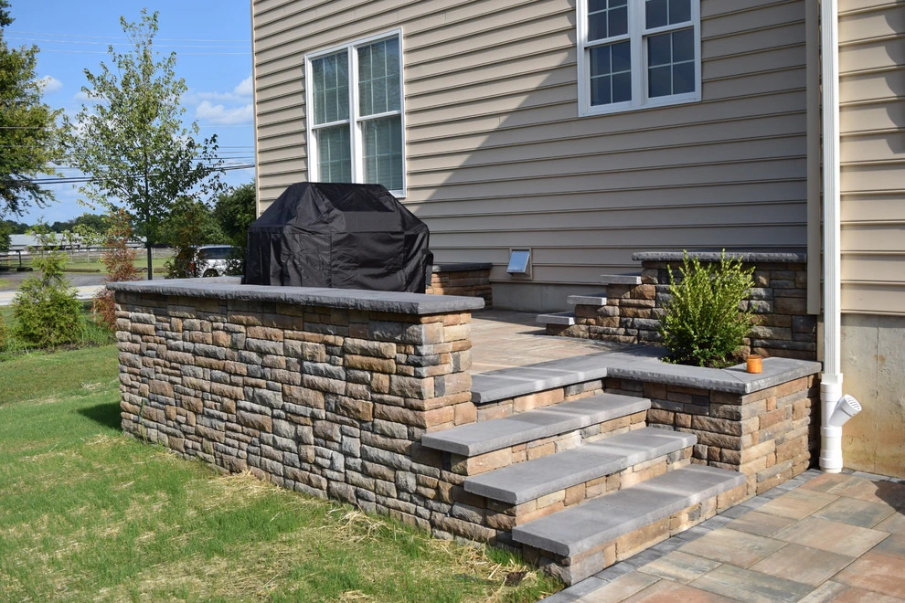 Hinchcliffe: Patio, steps/ landing, outdoor fireplace by EG Rall Jr Landscape Design & Horticultural Srvs - Photo 2