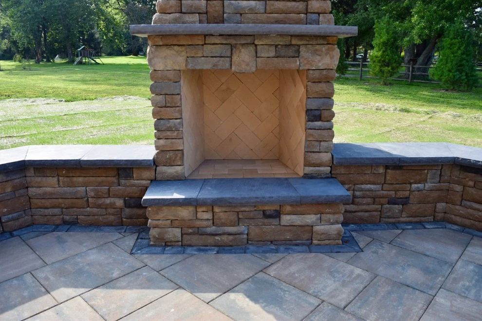 Hinchcliffe: Patio, steps/ landing, outdoor fireplace by EG Rall Jr Landscape Design & Horticultural Srvs - Photo 9