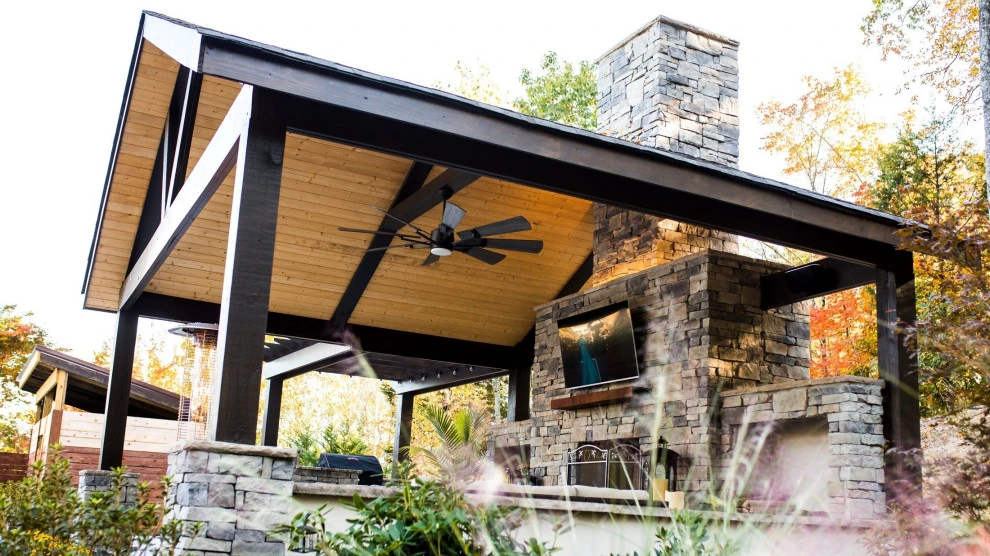 Covered Pavilion, Fireplace, Kitchen - Cleveland, TN by Full Circle Land Design, LLC - Photo 7