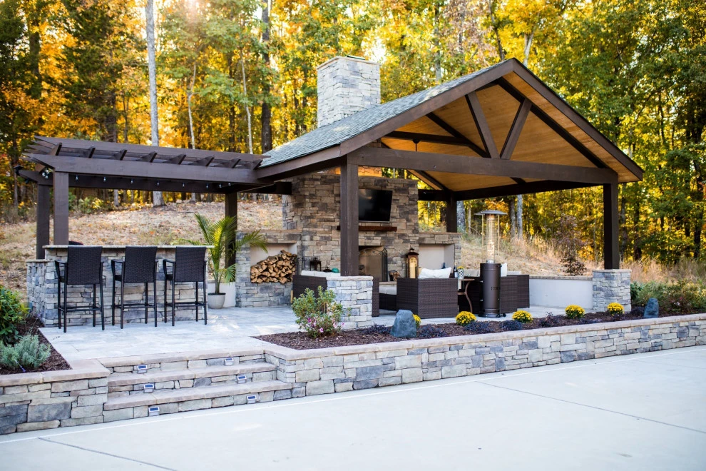 Covered Pavilion, Fireplace, Kitchen - Cleveland, TN by Full Circle Land Design, LLC - Photo 2