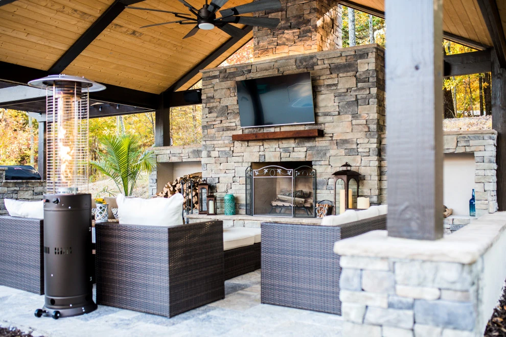 Covered Pavilion, Fireplace, Kitchen - Cleveland, TN by Full Circle Land Design, LLC - Photo 4