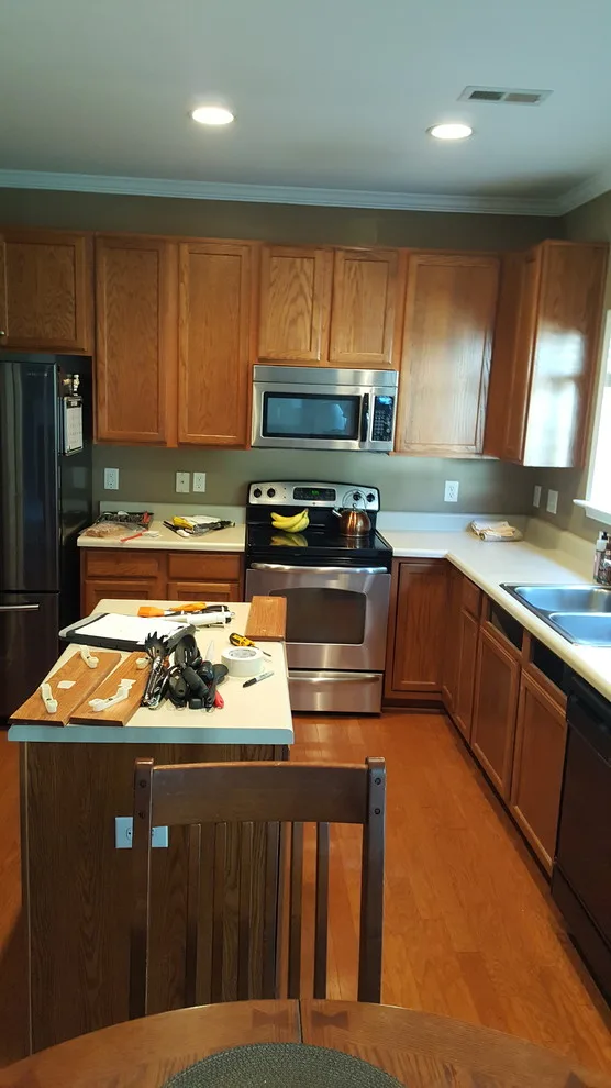 White Painted Oak Cabinets and Island by Wallscapers Kitchen & Bath Innovations - Photo 3