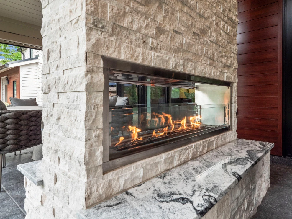 Cozy Patio with Fireplace and Pool by Great Oaks Landscape Associates Inc. - Photo 11