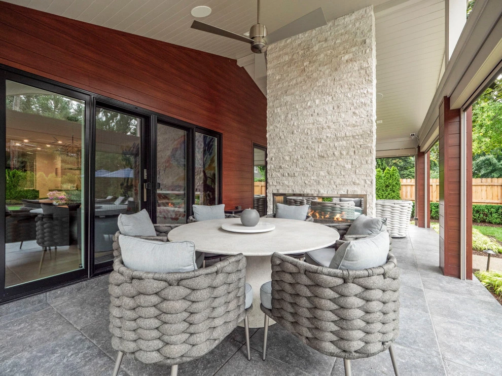 Cozy Patio with Fireplace and Pool by Great Oaks Landscape Associates Inc. - Photo 17