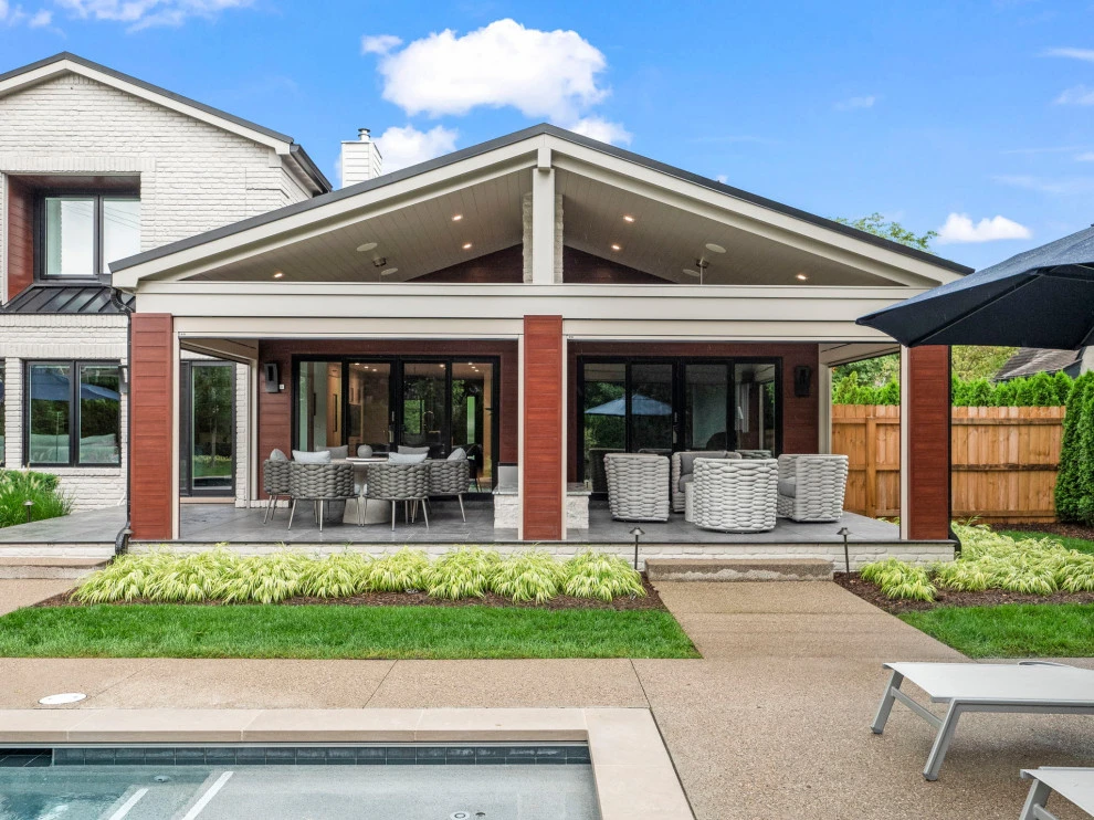 Cozy Patio with Fireplace and Pool by Great Oaks Landscape Associates Inc. - Photo 18