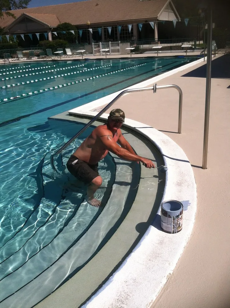 Deck painting for the pool by American Veterans Painting, LLC - Photo 3