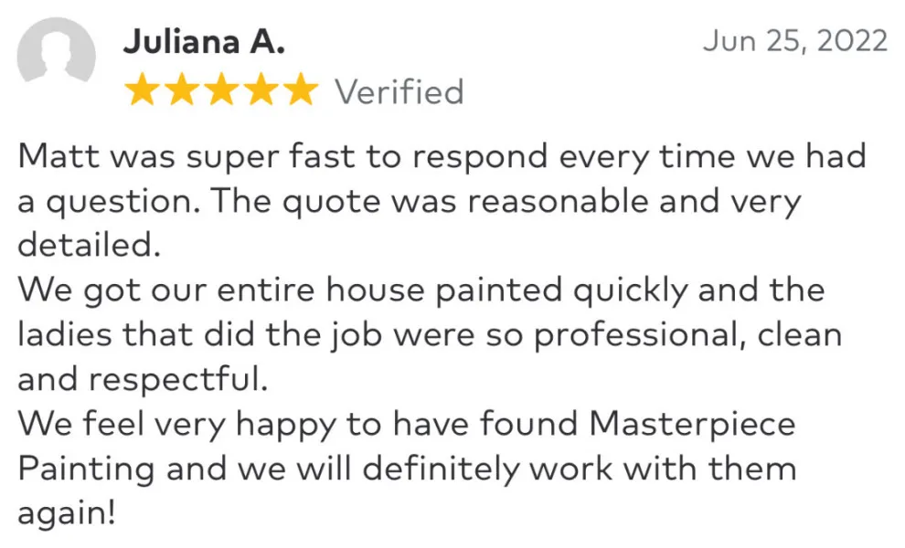 Authentic Online Feedback by Masterpiece Painting And Cabinetry LLC - Photo 13