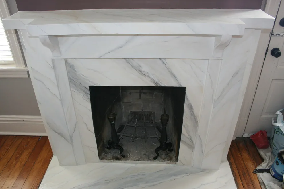 Timber to "Marble" Hearth by Color Craftsmen: Fireplace Makeovers - Photo 4