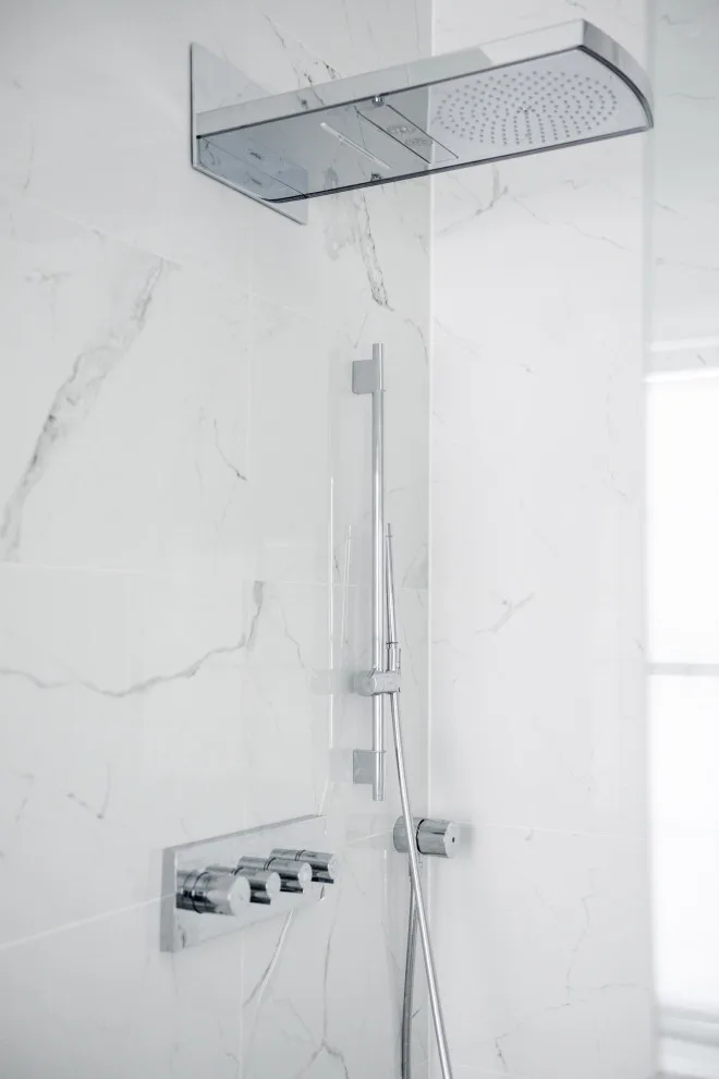 Radiant and Luminous Marble Bathroom Renovation by Labra Design Build - Photo 13