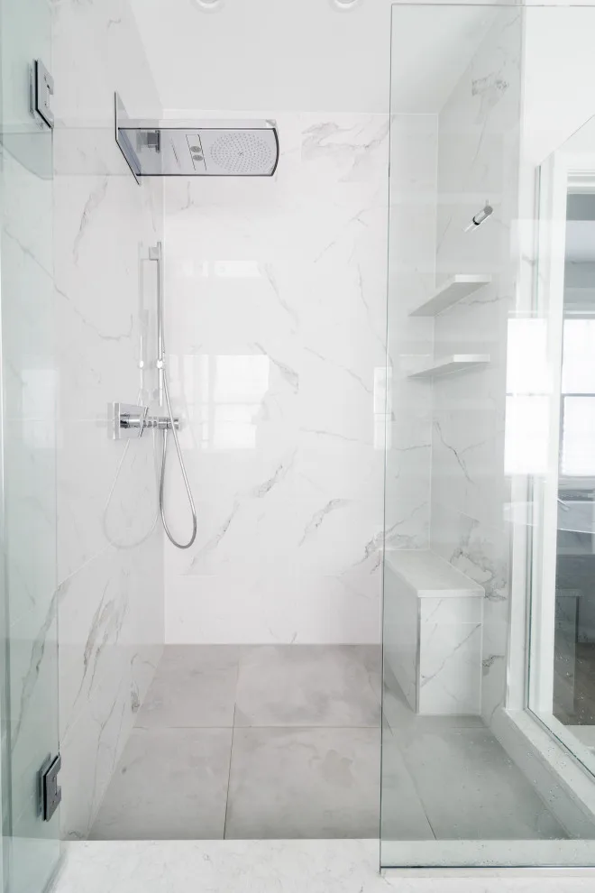 Radiant and Luminous Marble Bathroom Renovation by Labra Design Build - Photo 7