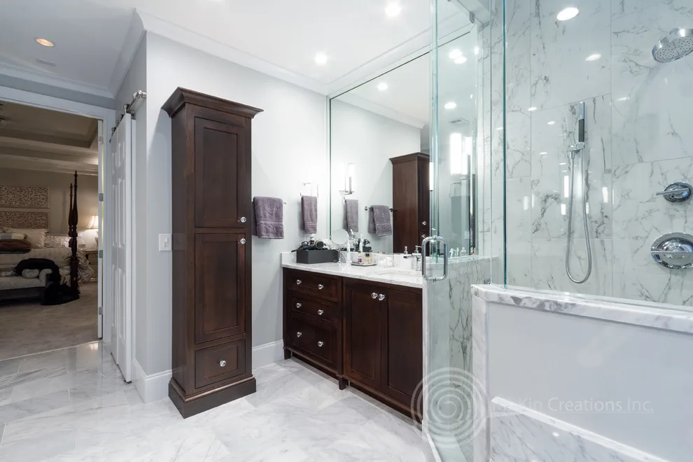 Walnut and Marble Bathroom by Mi-Kin Creations, Inc. - Photo 27