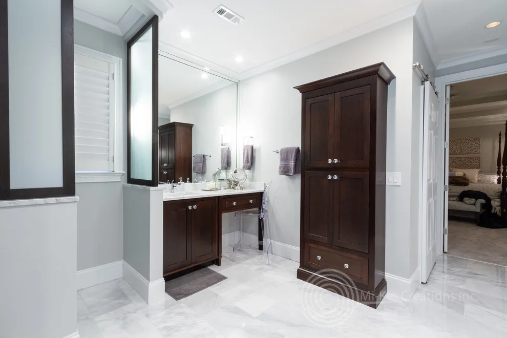 Walnut and Marble Bathroom by Mi-Kin Creations, Inc. - Photo 29