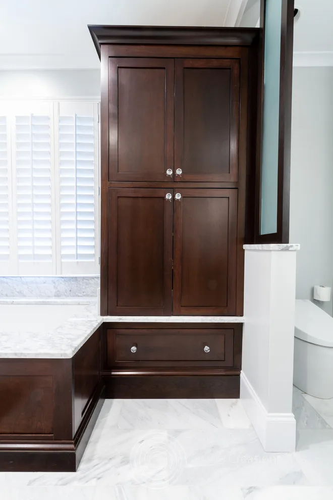 Walnut and Marble Bathroom by Mi-Kin Creations, Inc. - Photo 25