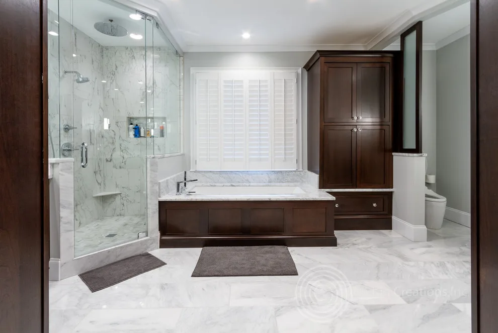 Walnut and Marble Bathroom by Mi-Kin Creations, Inc. - Photo 6