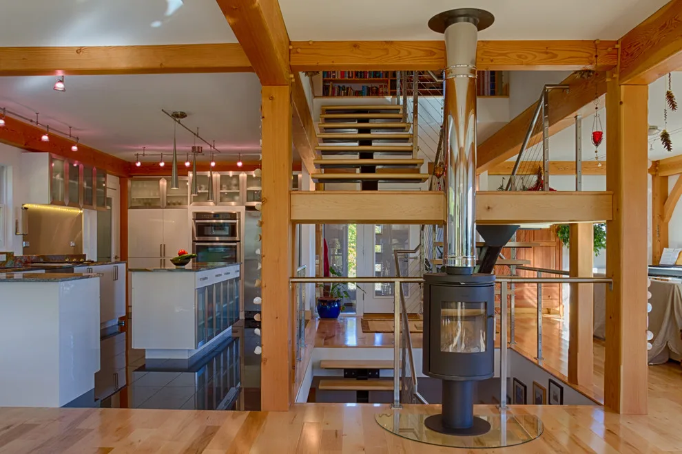 Contemporary Timber Frame Barn Residence in Vermont by Davis Frame Company - Photo 7