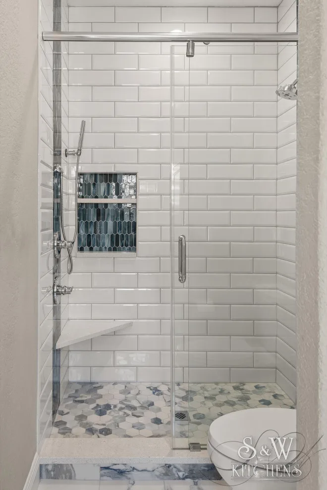 Contemporary Blues Luxury Bathroom by Sarah Kraus Bartelson - S&W Kitchens - Photo 13