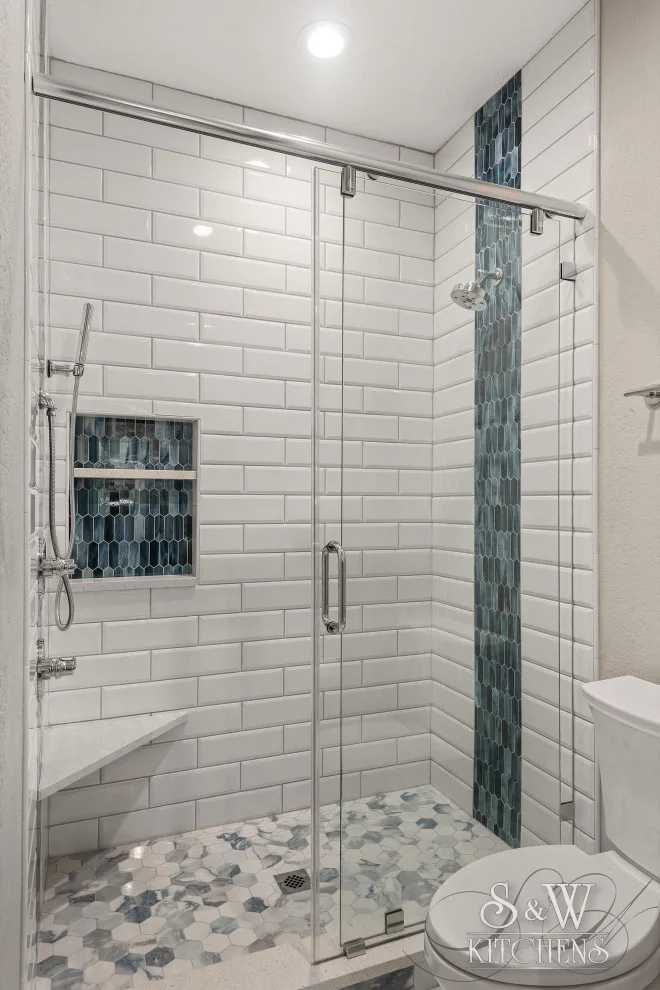 Contemporary Blues Luxury Bathroom by Sarah Kraus Bartelson - S&W Kitchens - Photo 9