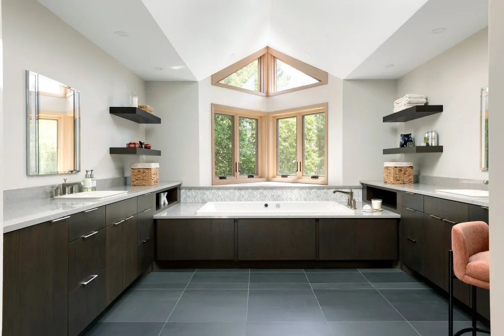 Contemporary Master Suite Renovation: Master Bathroom with Laundry Space by Bluestem Remodeling - Photo 2