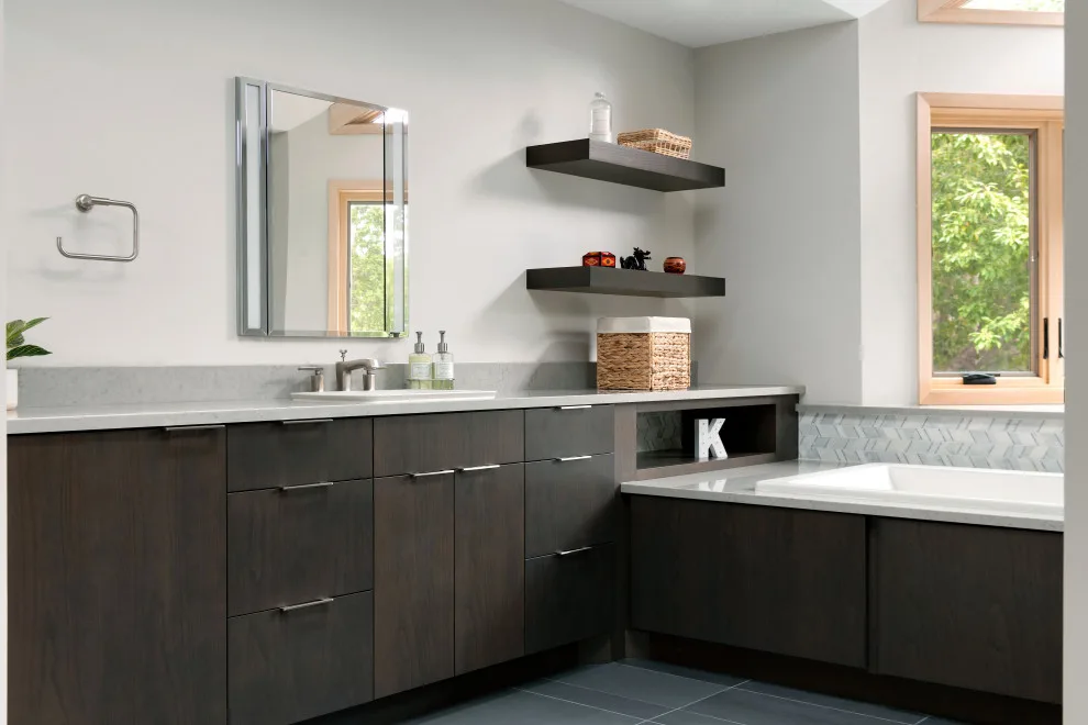 Contemporary Master Suite Renovation: Master Bathroom with Laundry Space by Bluestem Remodeling - Photo 3