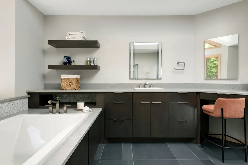 Contemporary Master Suite Renovation: Master Bathroom with Laundry Space by Bluestem Remodeling - Photo 6