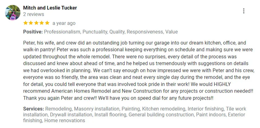 Customer Feedback by American Homes Remodel And New Construction - Photo 24